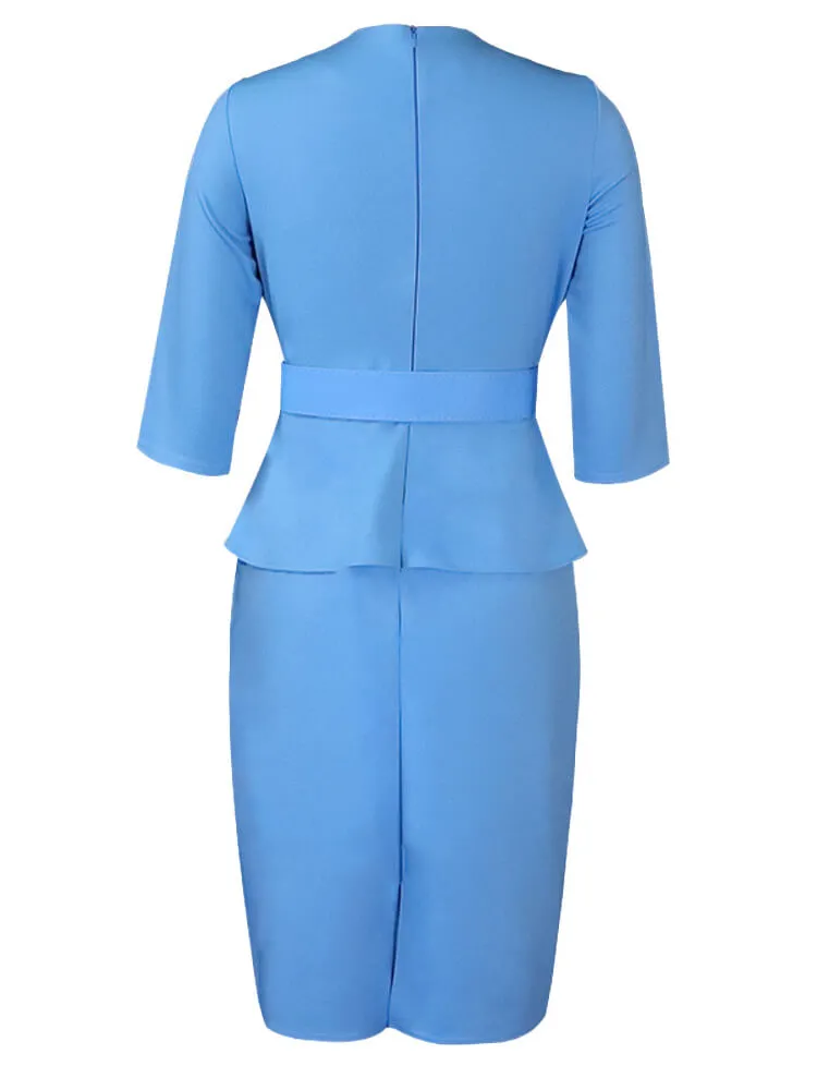 Half Sleeve Solid Color Bodycon Midi Dresses