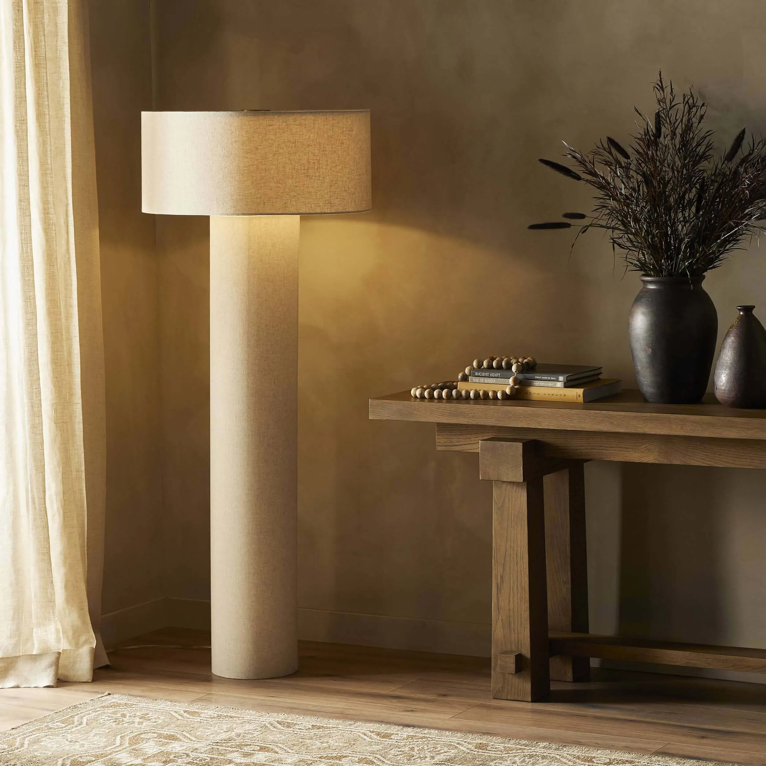 Hensley Floor Lamp, Flax Linen
