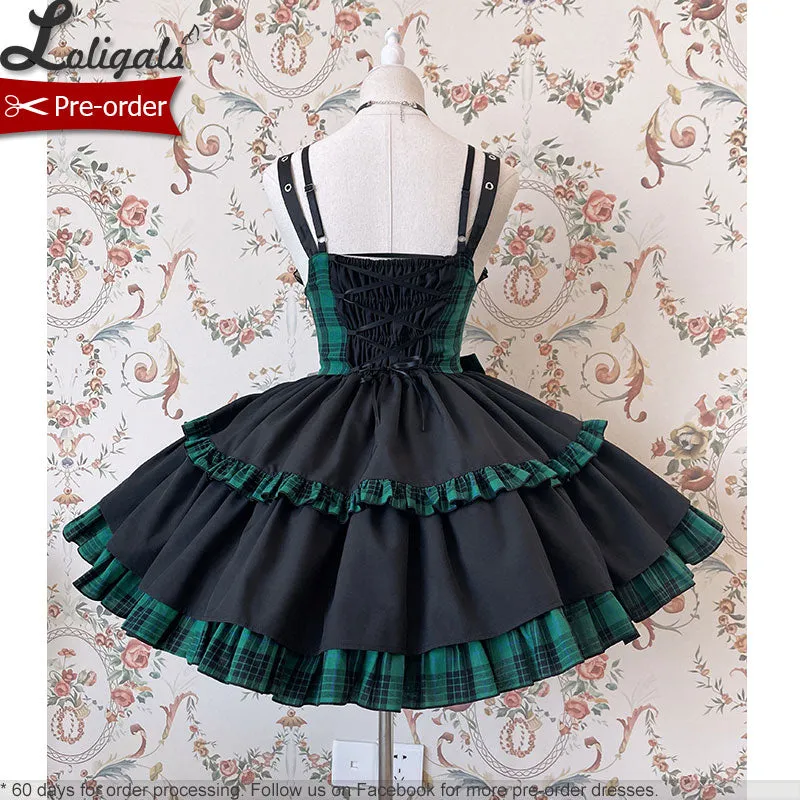 Hot Girl ~ Punk Style Lolita JSK Dress Plaid Mini Dress by Alice Girl ~ Pre-order