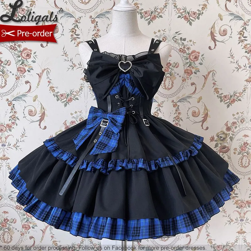 Hot Girl ~ Punk Style Lolita JSK Dress Plaid Mini Dress by Alice Girl ~ Pre-order