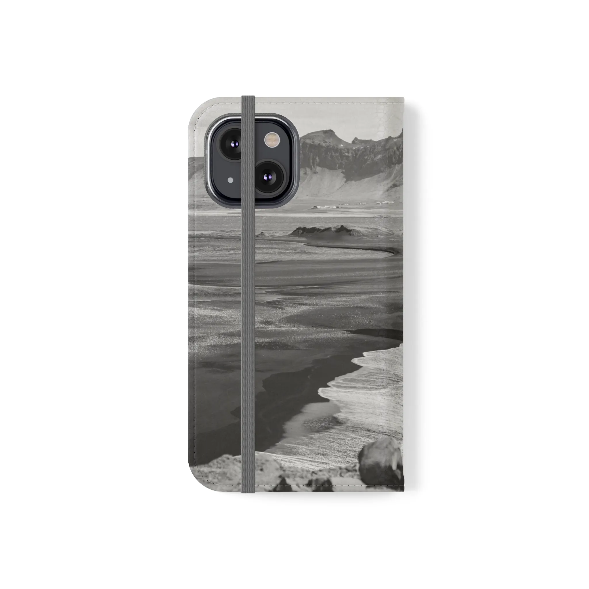 Iceland’s Black Sands in Monochrome Majesty- Flip Cases
