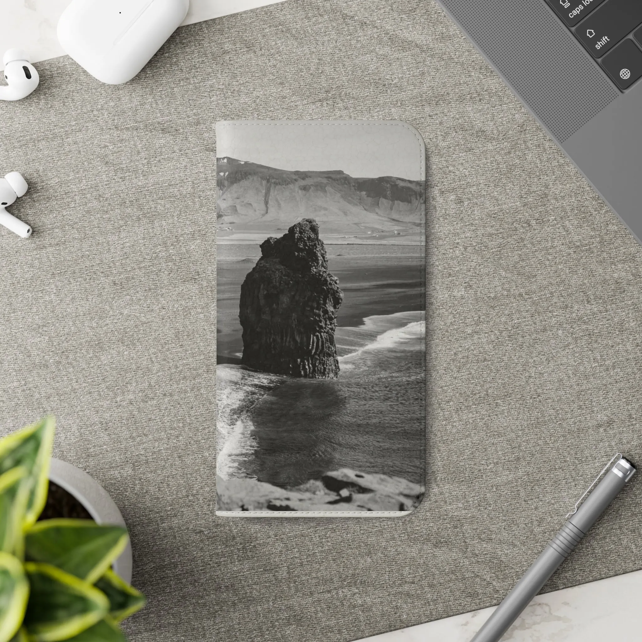 Iceland’s Black Sands in Monochrome Majesty- Flip Cases