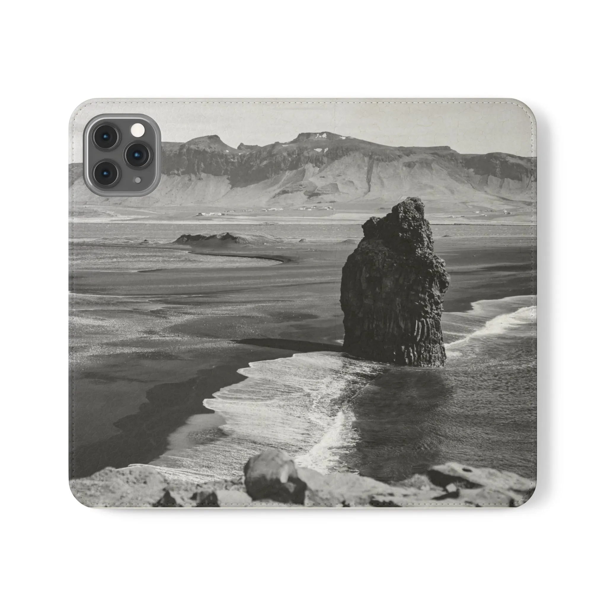 Iceland’s Black Sands in Monochrome Majesty- Flip Cases