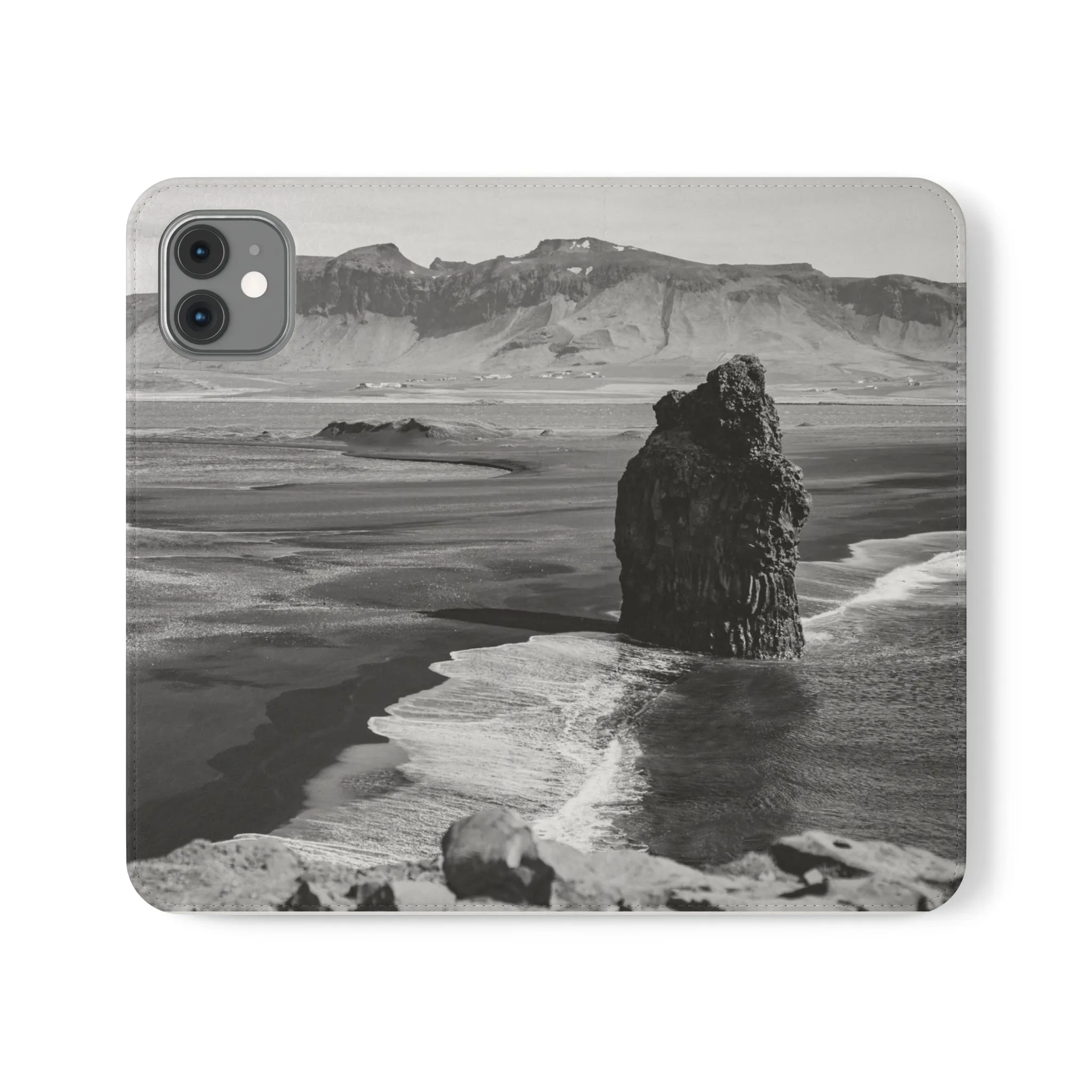 Iceland’s Black Sands in Monochrome Majesty- Flip Cases