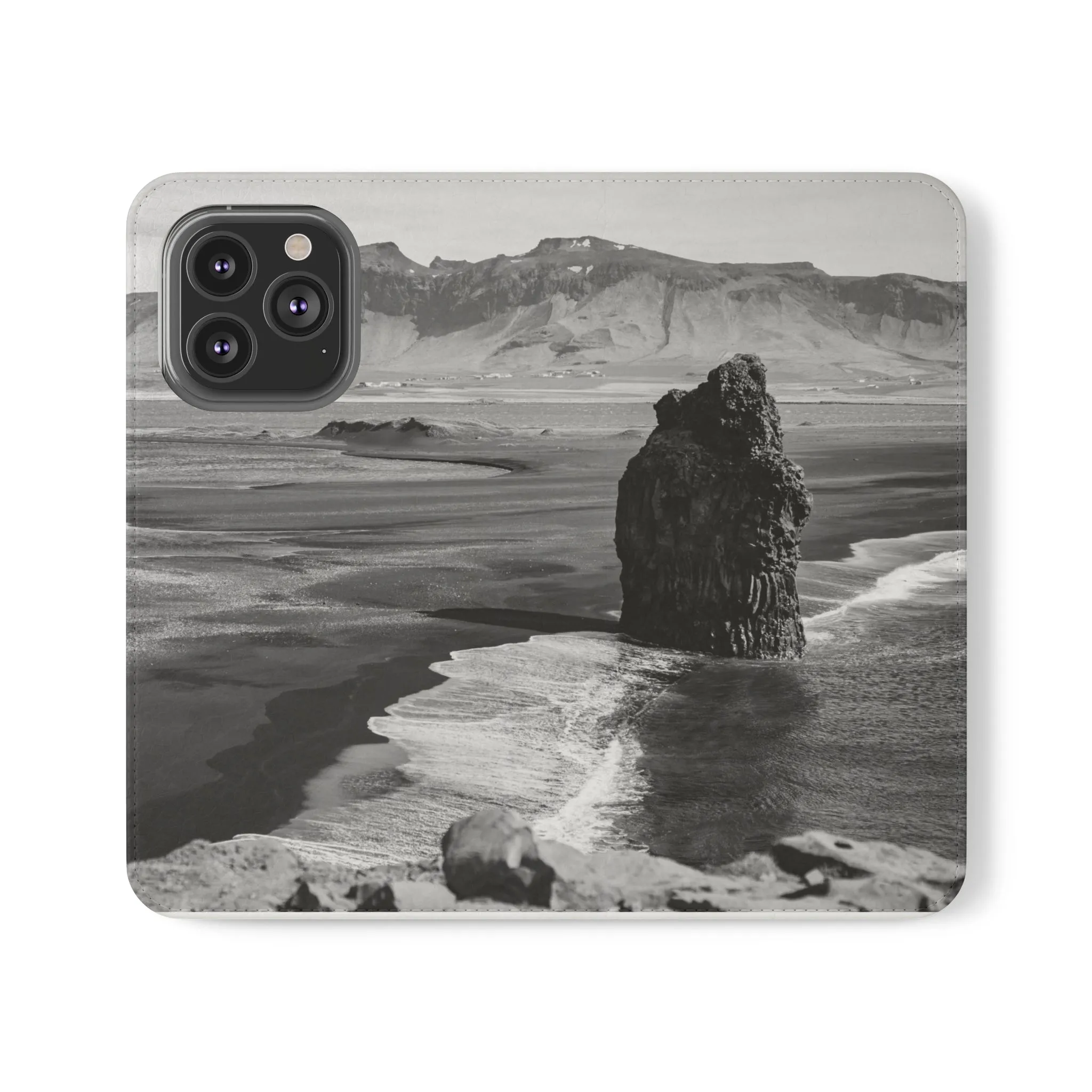 Iceland’s Black Sands in Monochrome Majesty- Flip Cases