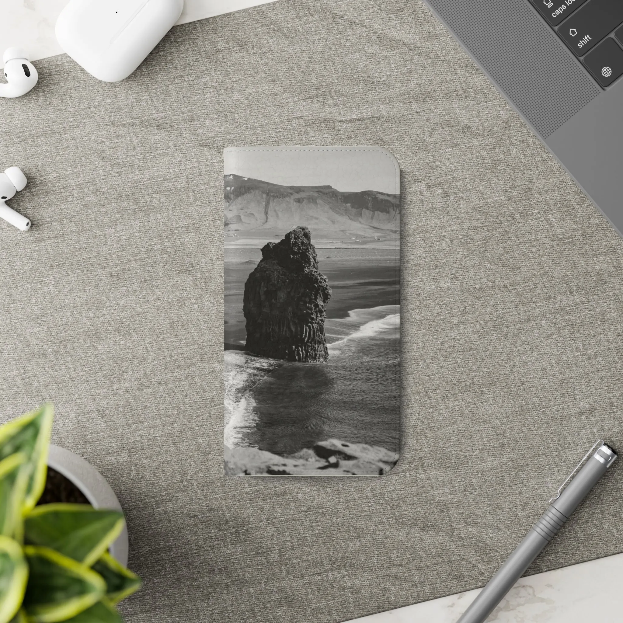 Iceland’s Black Sands in Monochrome Majesty- Flip Cases