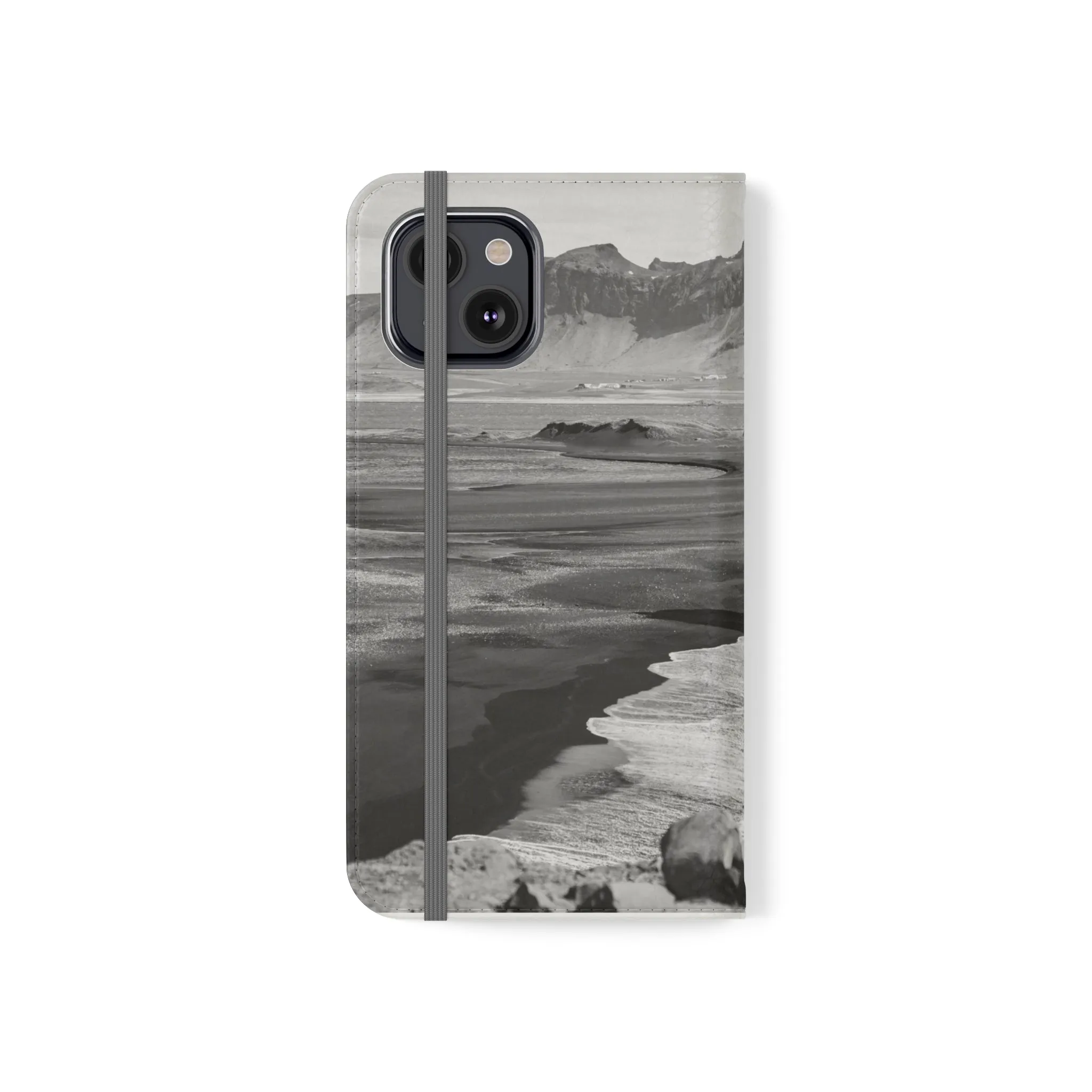 Iceland’s Black Sands in Monochrome Majesty- Flip Cases