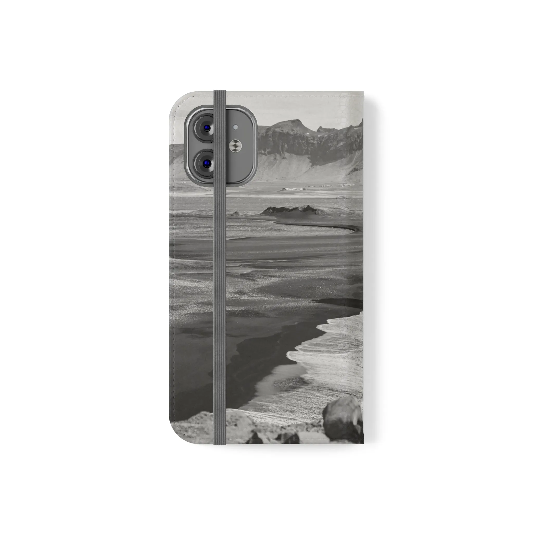 Iceland’s Black Sands in Monochrome Majesty- Flip Cases