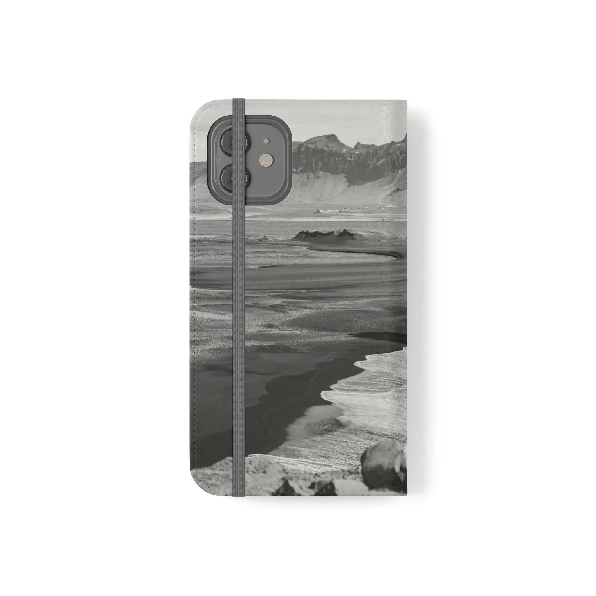 Iceland’s Black Sands in Monochrome Majesty- Flip Cases