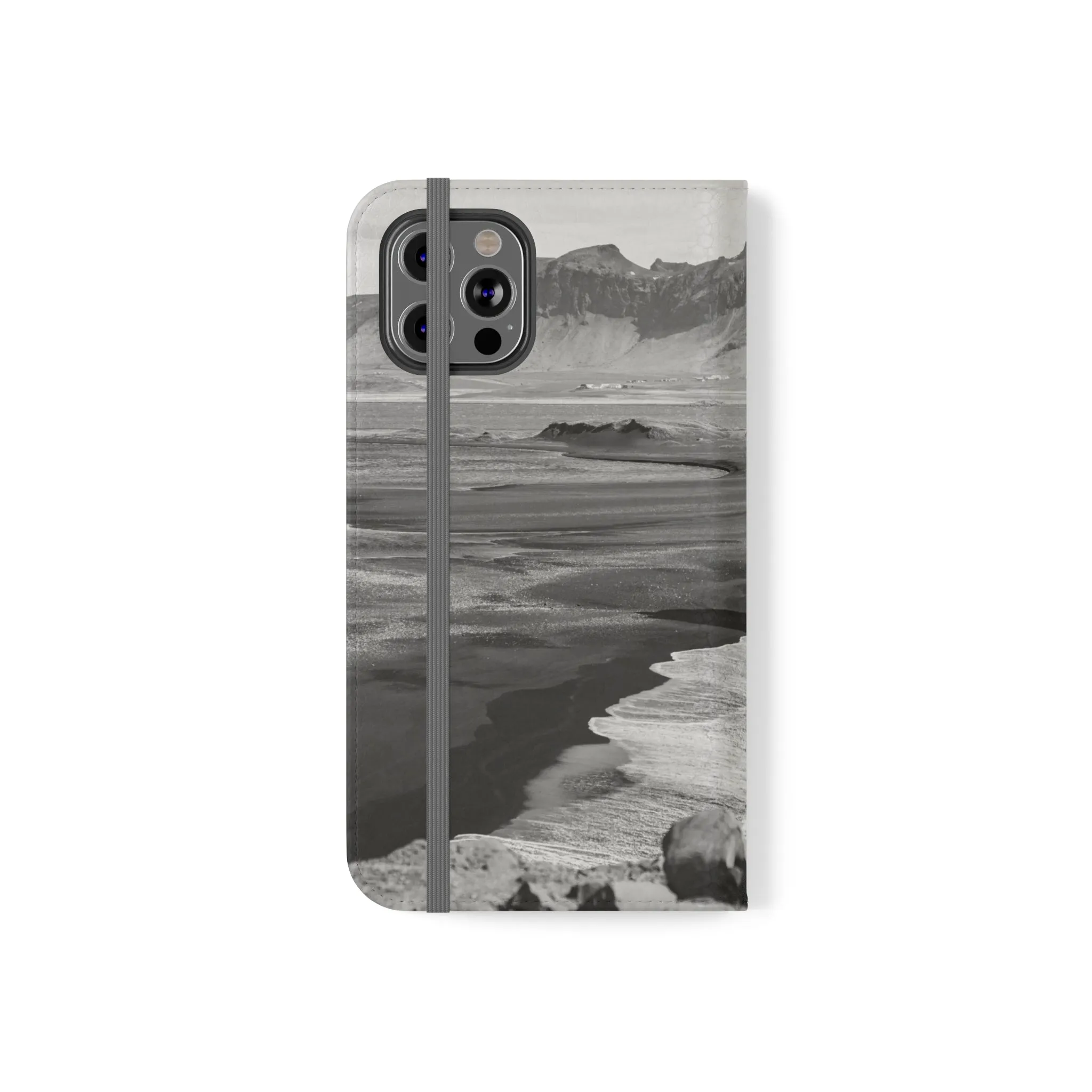 Iceland’s Black Sands in Monochrome Majesty- Flip Cases