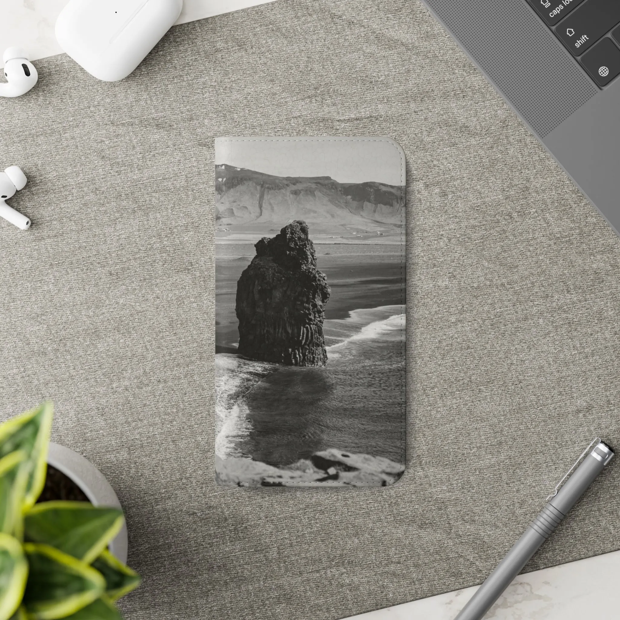 Iceland’s Black Sands in Monochrome Majesty- Flip Cases