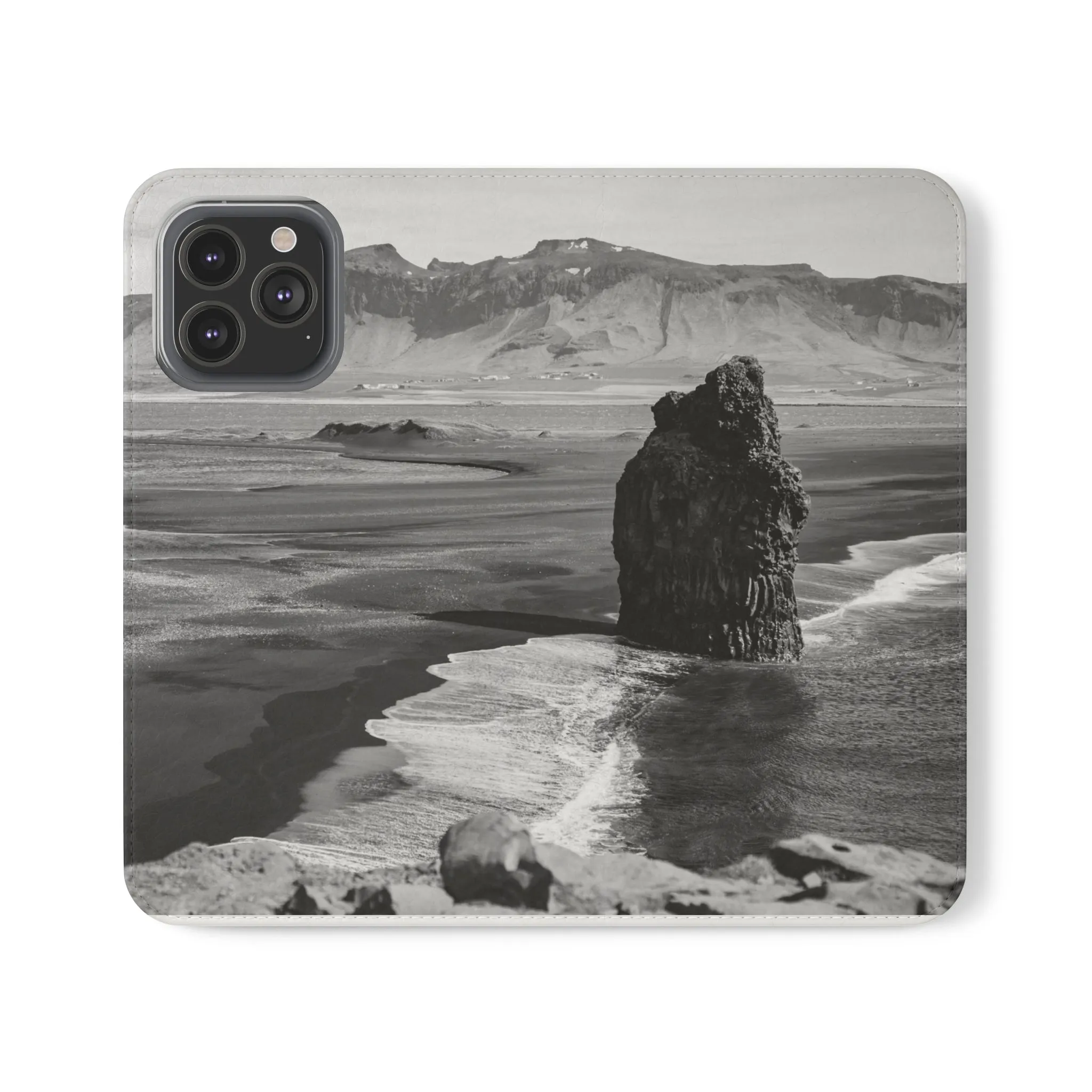 Iceland’s Black Sands in Monochrome Majesty- Flip Cases