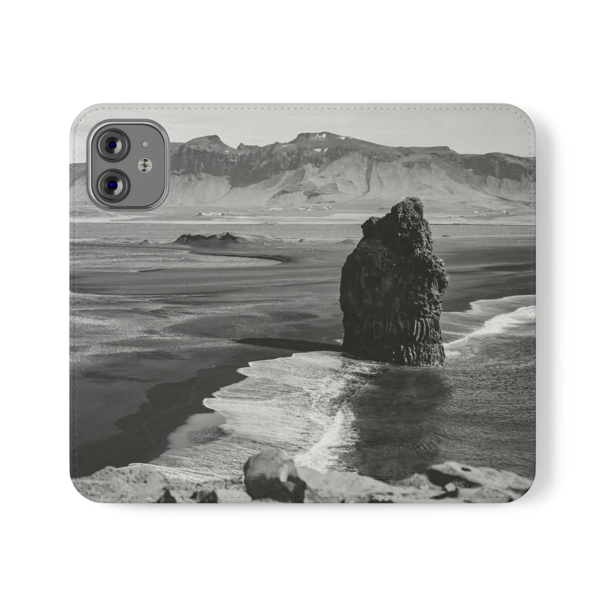 Iceland’s Black Sands in Monochrome Majesty- Flip Cases