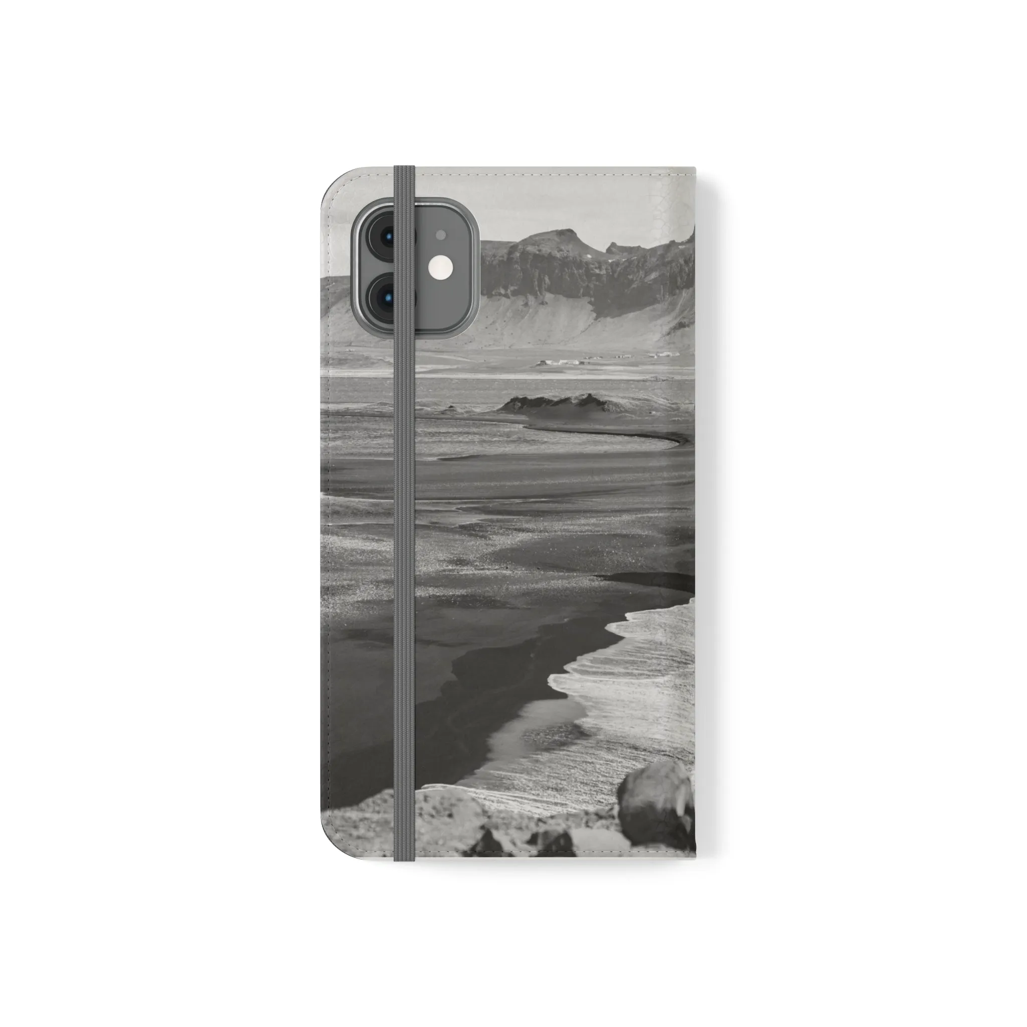 Iceland’s Black Sands in Monochrome Majesty- Flip Cases