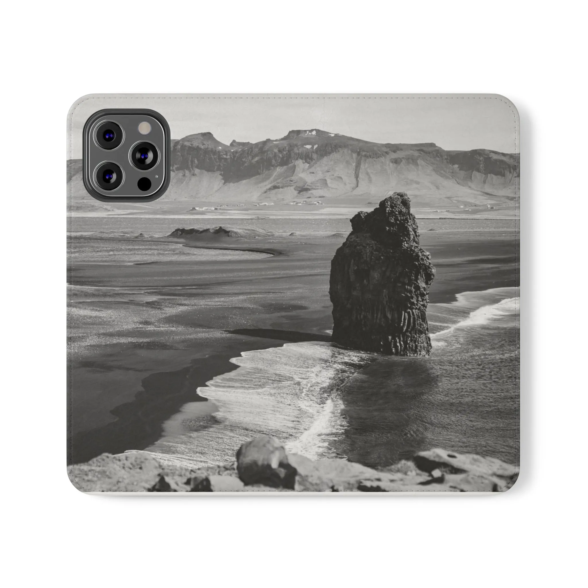 Iceland’s Black Sands in Monochrome Majesty- Flip Cases