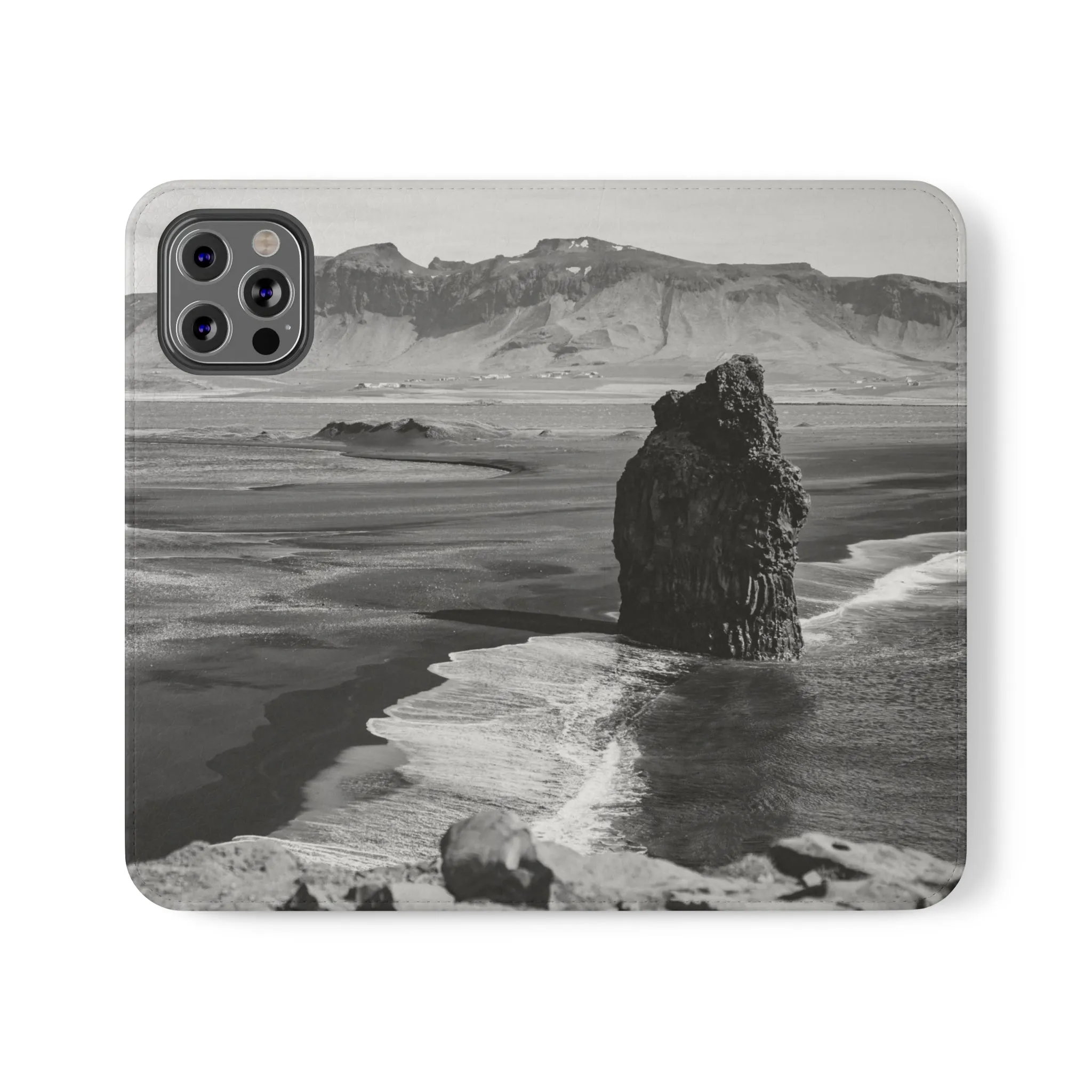 Iceland’s Black Sands in Monochrome Majesty- Flip Cases