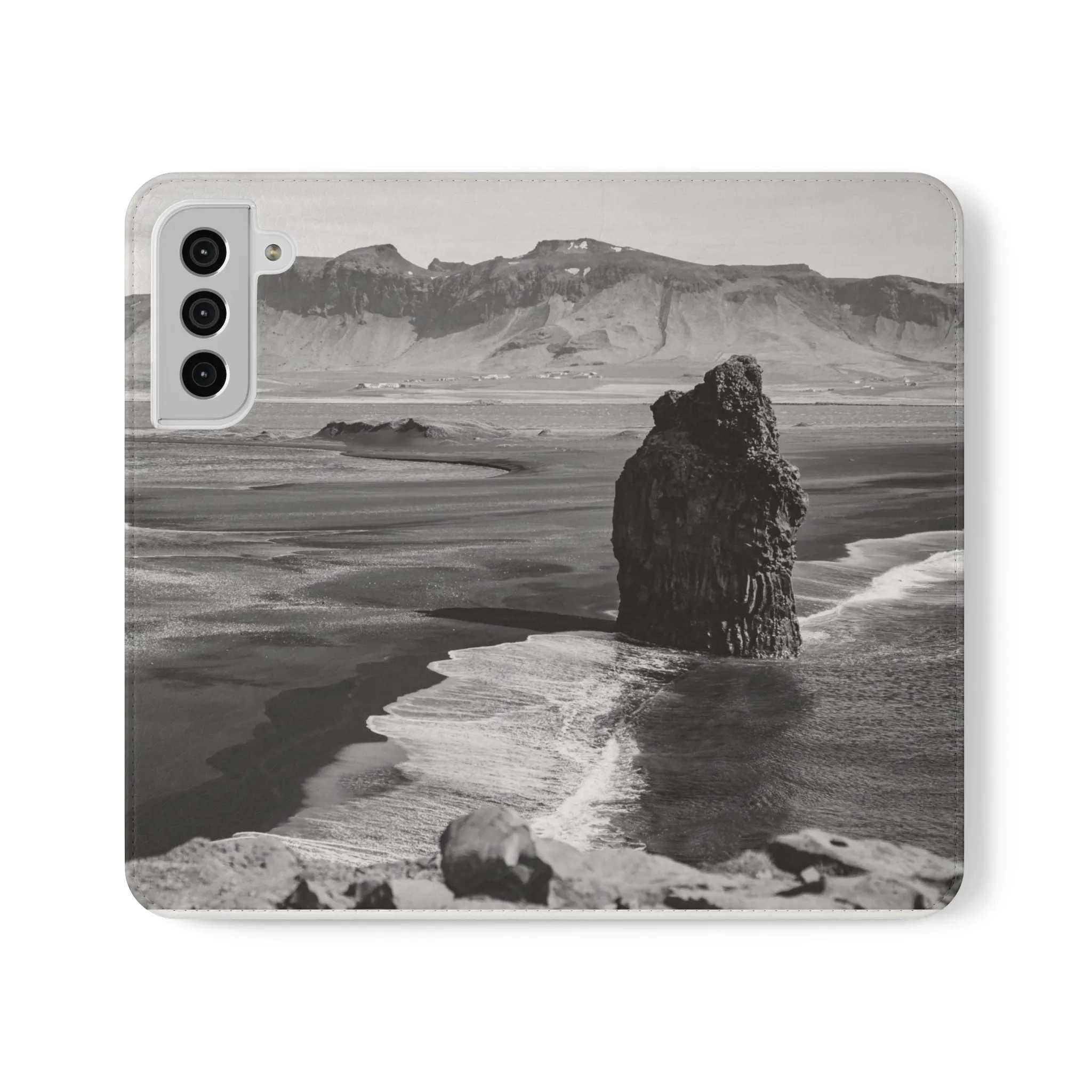 Iceland’s Black Sands in Monochrome Majesty- Flip Cases