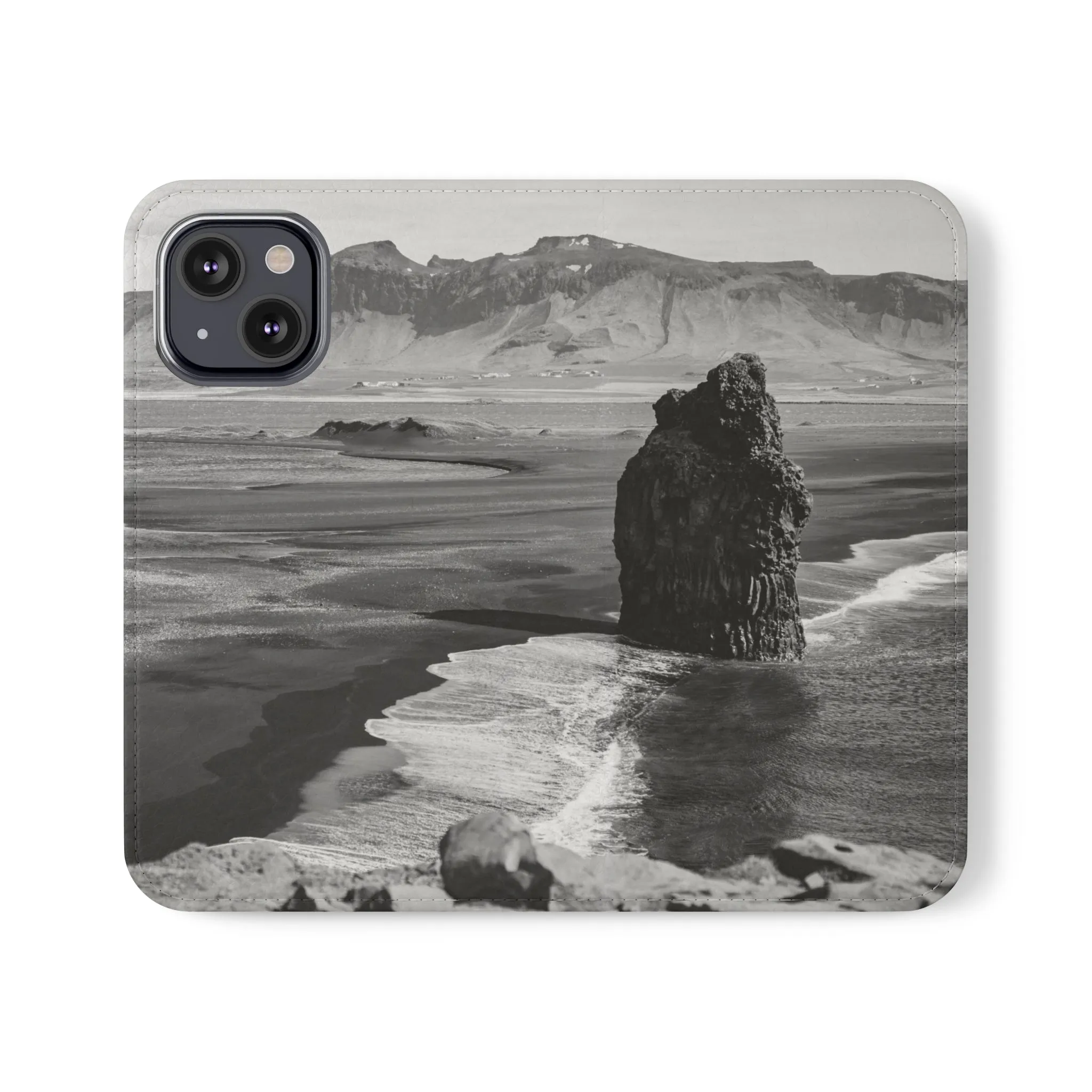 Iceland’s Black Sands in Monochrome Majesty- Flip Cases