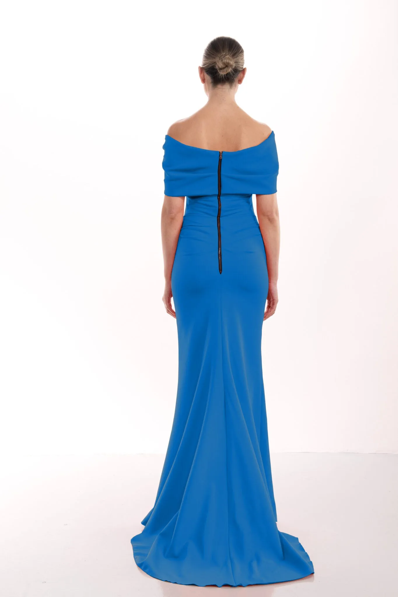 Kevan Jon Kacey twist ball ballgown in new blue