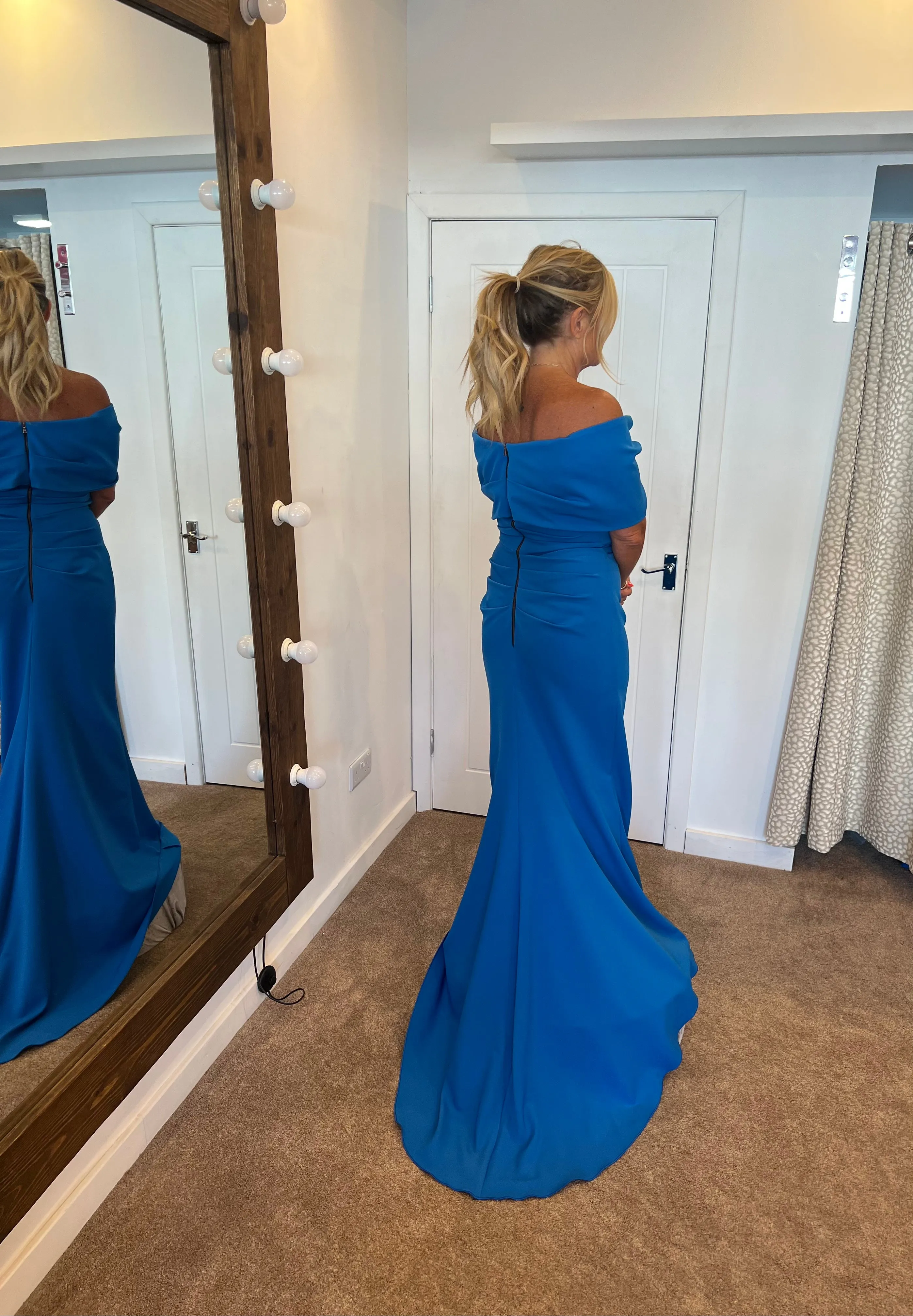 Kevan Jon Kacey twist ball ballgown in new blue