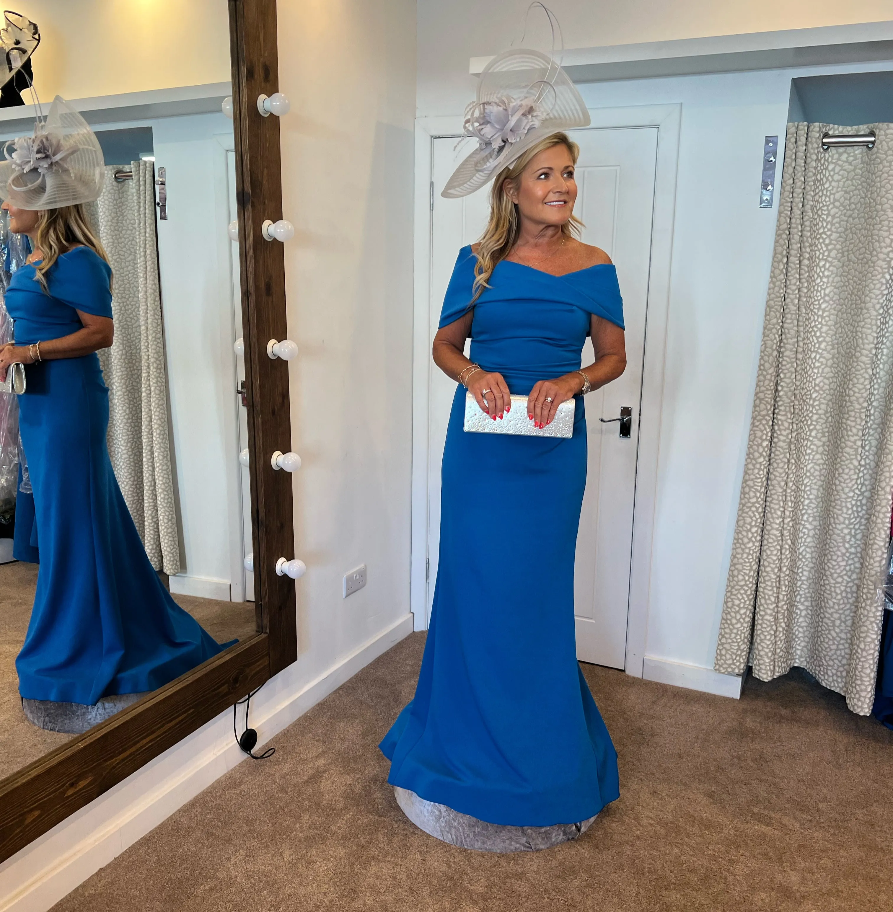 Kevan Jon Kacey twist ball ballgown in new blue