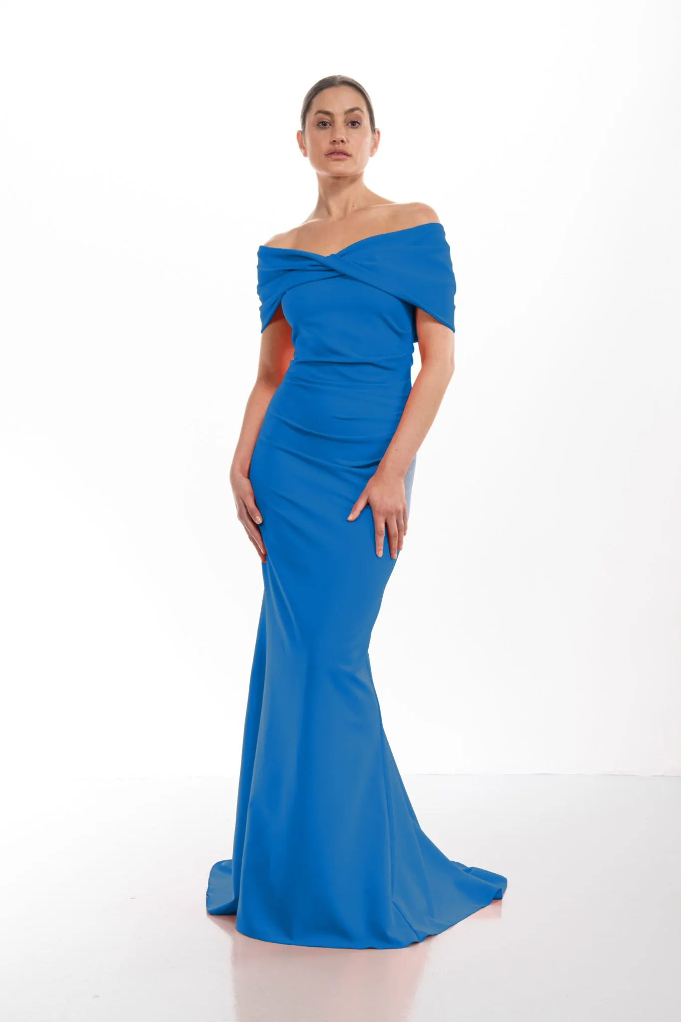 Kevan Jon Kacey twist ball ballgown in new blue