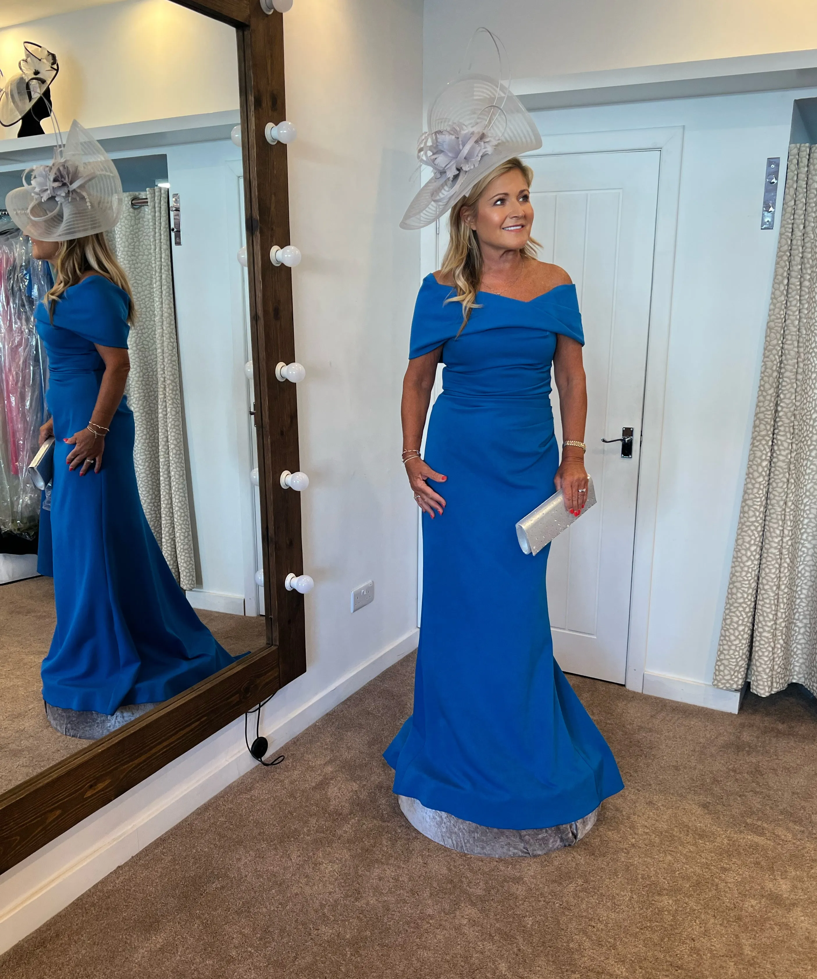 Kevan Jon Kacey twist ball ballgown in new blue