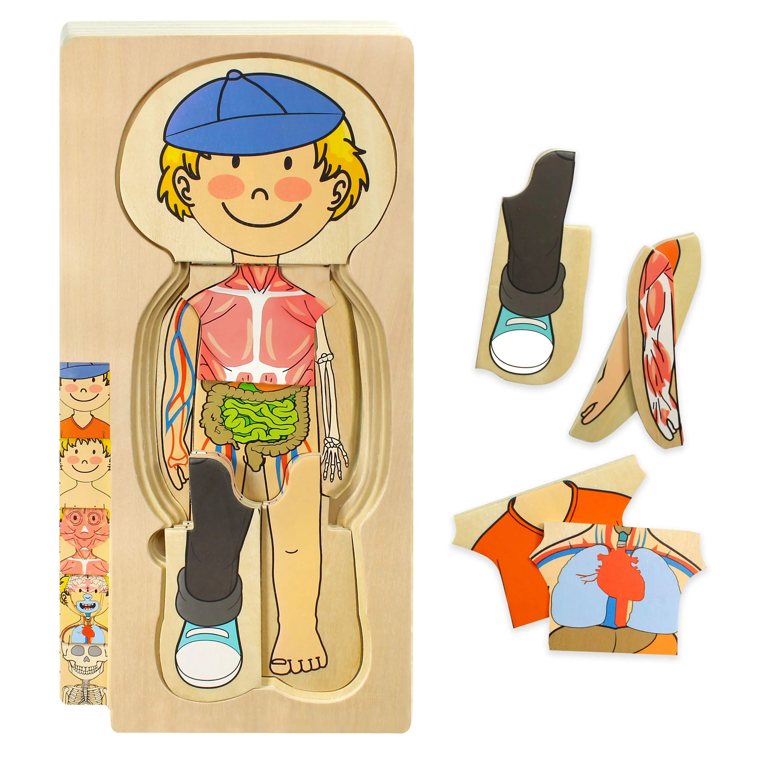 Kidzlane Wooden Human Body Puzzle for Kids and Toddlers | 29 Piece Boys Anatomy Play Set