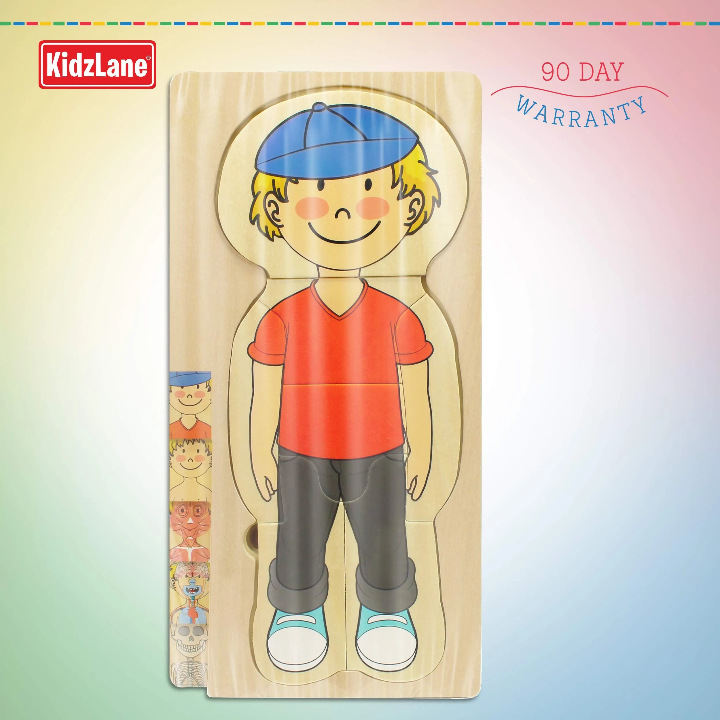 Kidzlane Wooden Human Body Puzzle for Kids and Toddlers | 29 Piece Boys Anatomy Play Set
