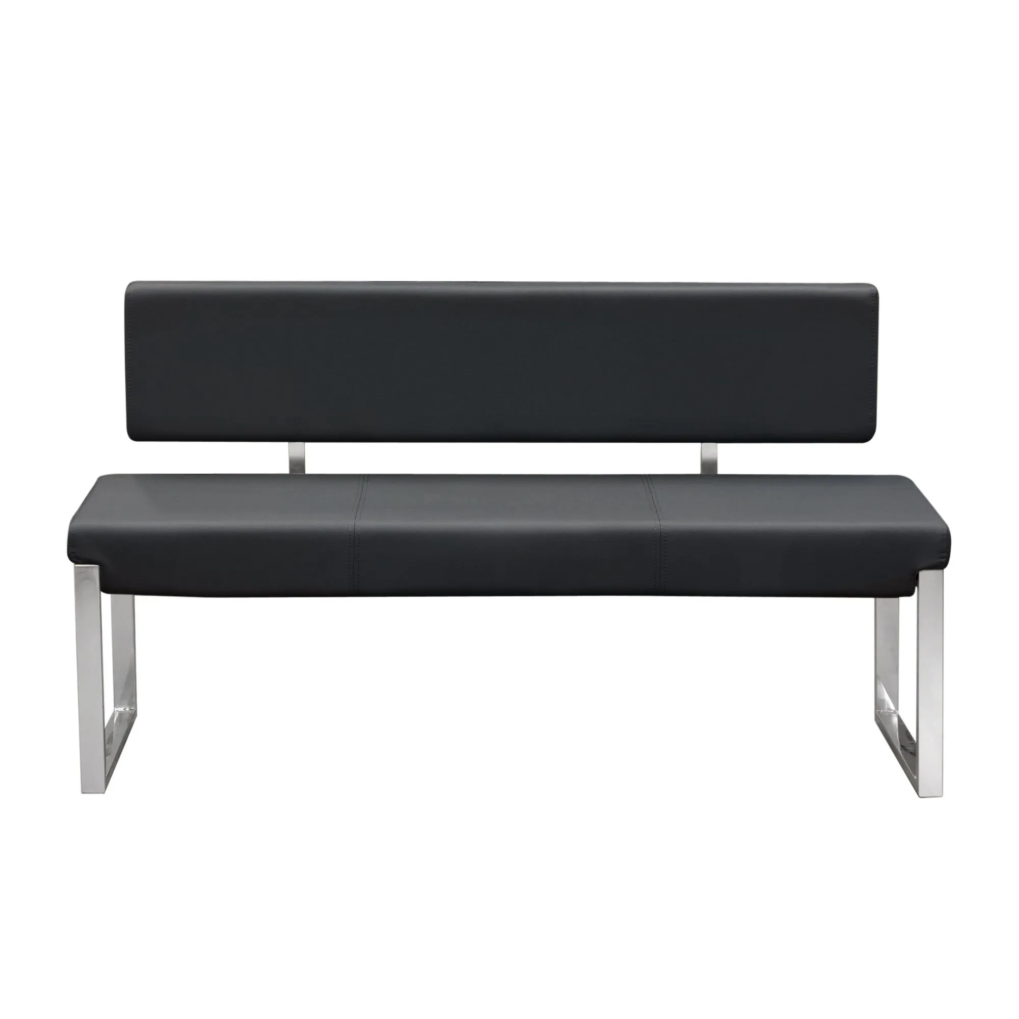 Knox Bench w/ Back & Stainless Steel Frame by Diamond Sofa - Black