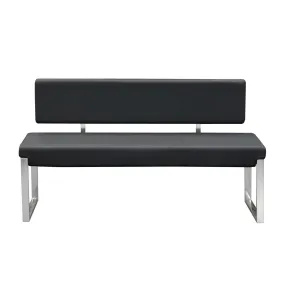 Knox Bench w/ Back & Stainless Steel Frame by Diamond Sofa - Black