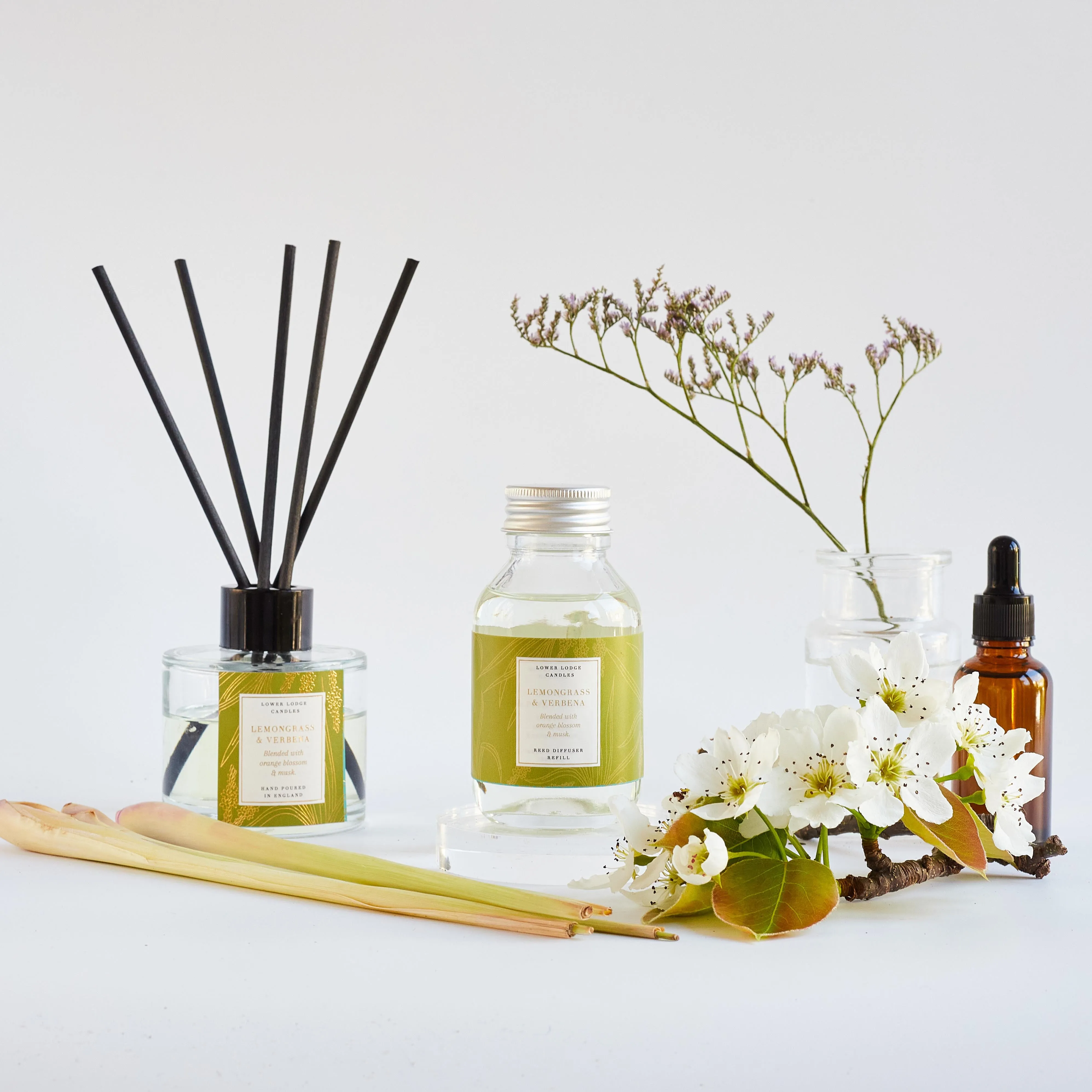 Lemongrass and Verbena Scented Reed Diffuser Refill