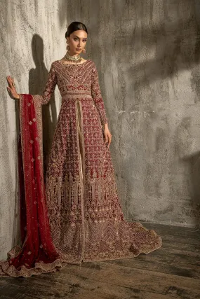 Long Tail Pakistani Maxi in Red Color for Bride #BS870