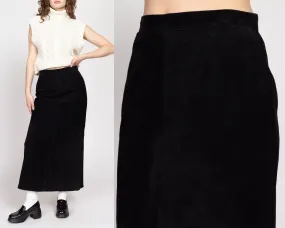 Medium 90s Black Suede Maxi Skirt 28.5"