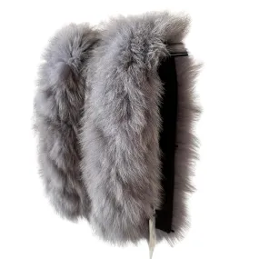 Men Grey Collar Fur fox for winter coat parka hood