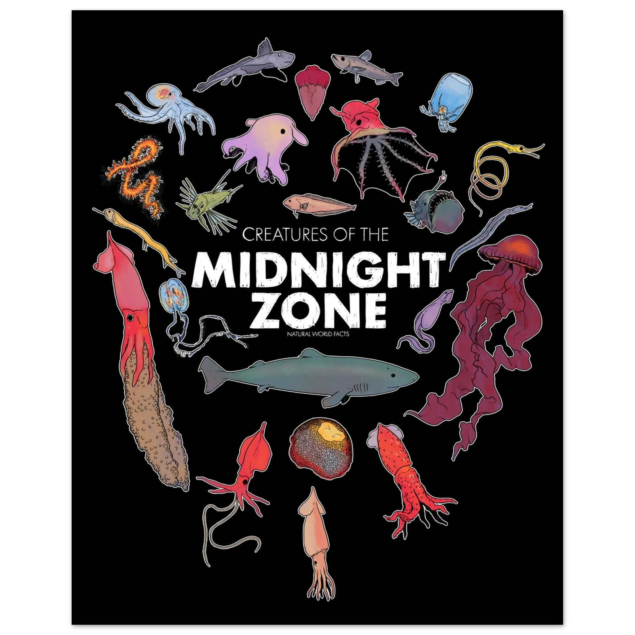 Midnight Zone Creatures - Aluminium Print
