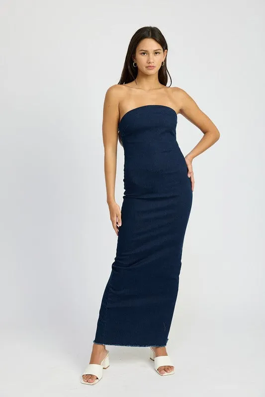 Mila Bodycon Tube Denim Dress