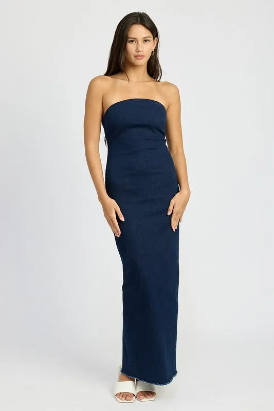 Mila Bodycon Tube Denim Dress