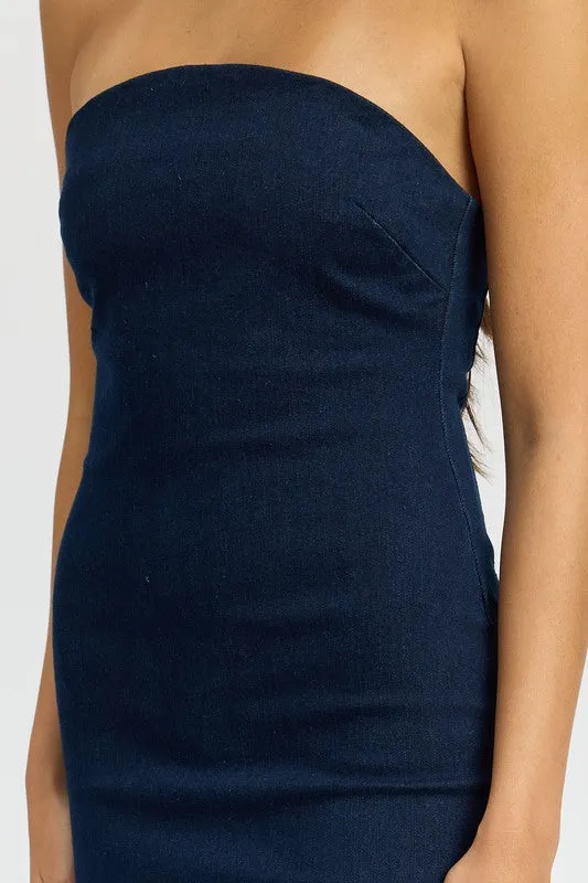 Mila Bodycon Tube Denim Dress