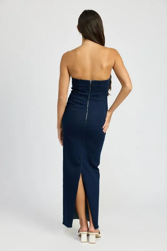 Mila Bodycon Tube Denim Dress