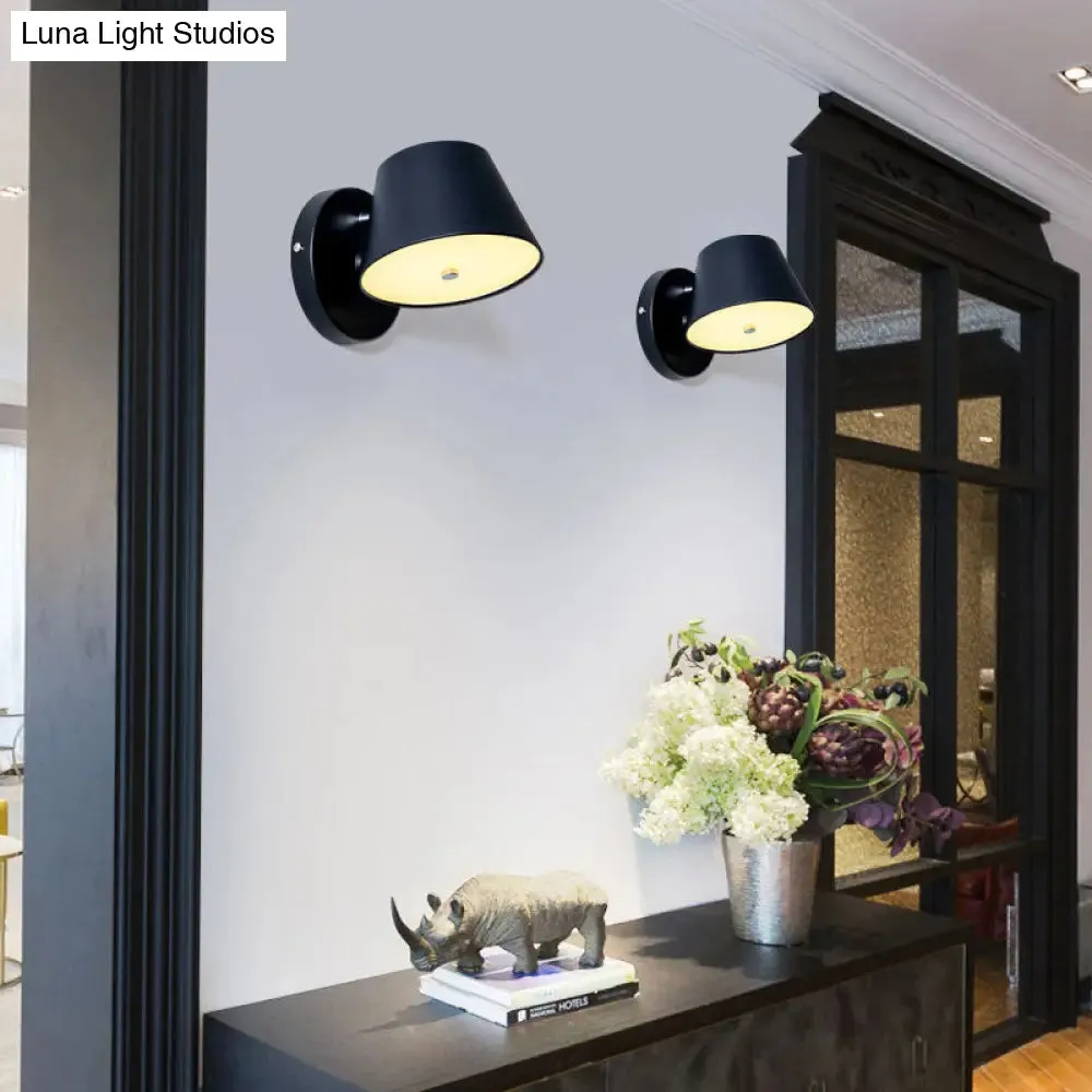 Modern Monochrome Trapezoid Wall Sconce - Stylish Rotatable Metal Wall Lamp for Office