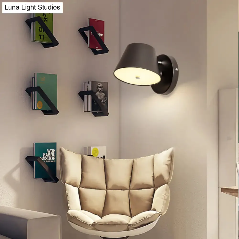 Modern Monochrome Trapezoid Wall Sconce - Stylish Rotatable Metal Wall Lamp for Office