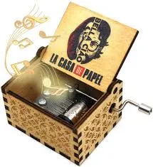 Money Heist: La Casa de Papel Half Face Handcrafted Brown Music Box - Unmask the Symphony of Intrigue 🏴‍☠️🎶