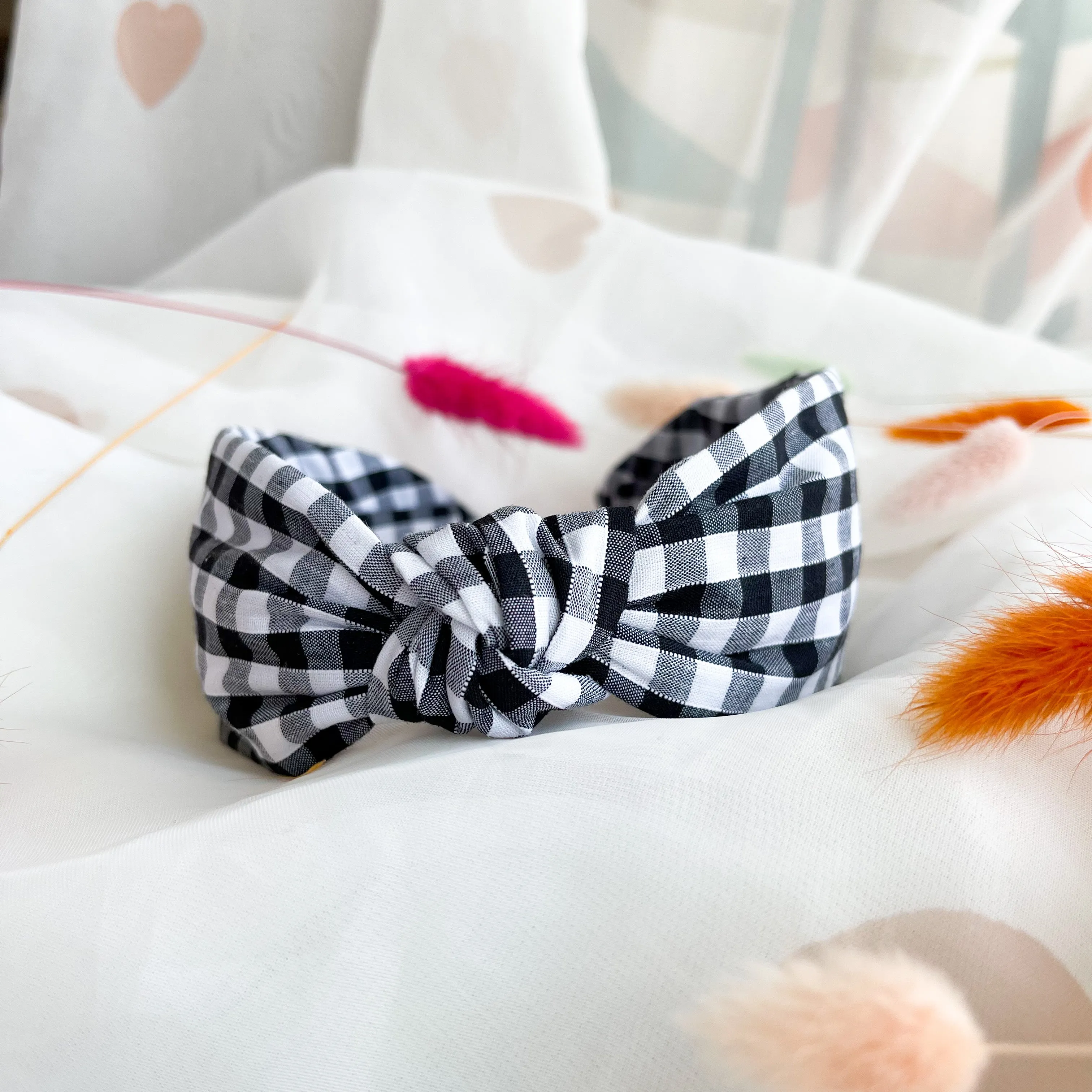 Monochrome Gingham Knot Headband