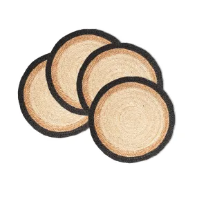 Monochrome Hand-Woven Jute Placemats in Black (Set of 4)