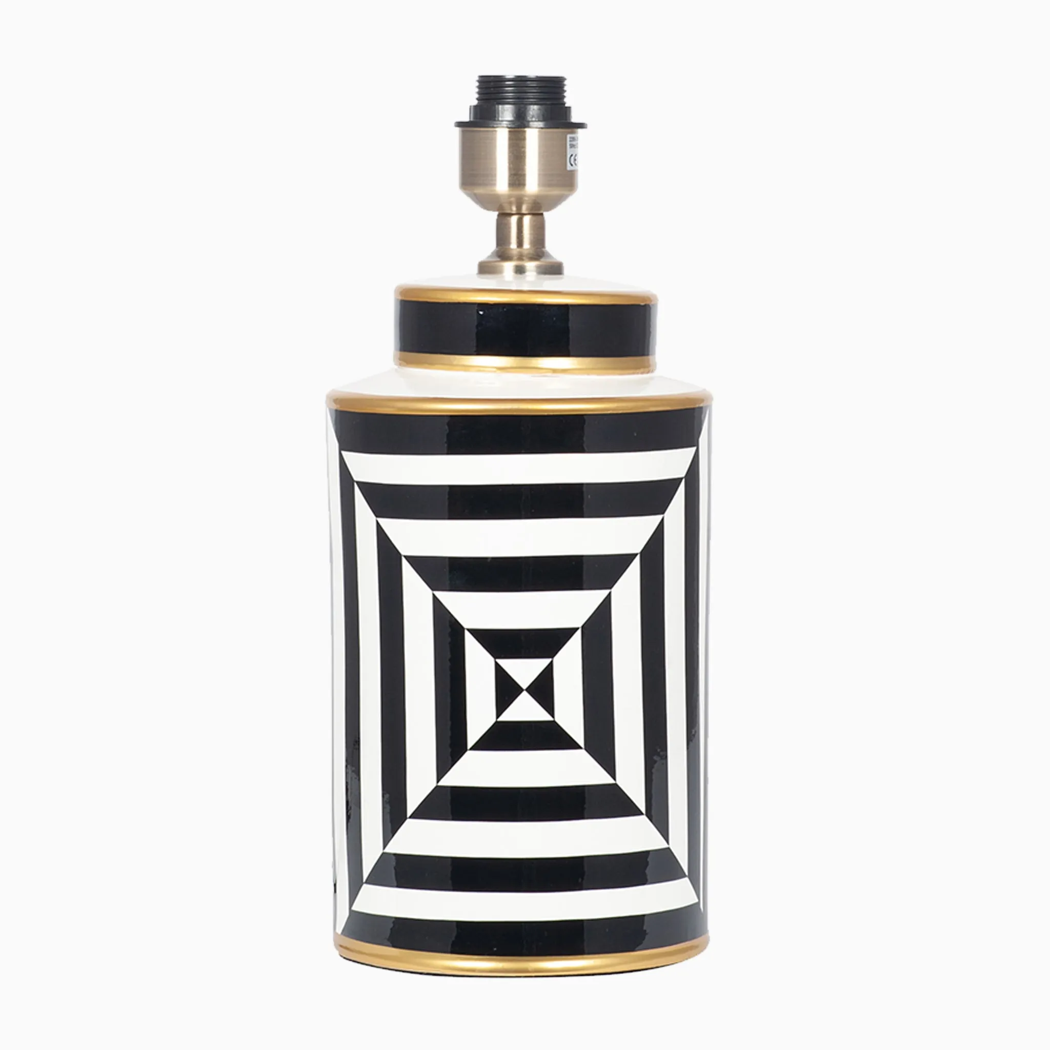 Optic Black and White Optic Stripe Ceramic Table Lamp