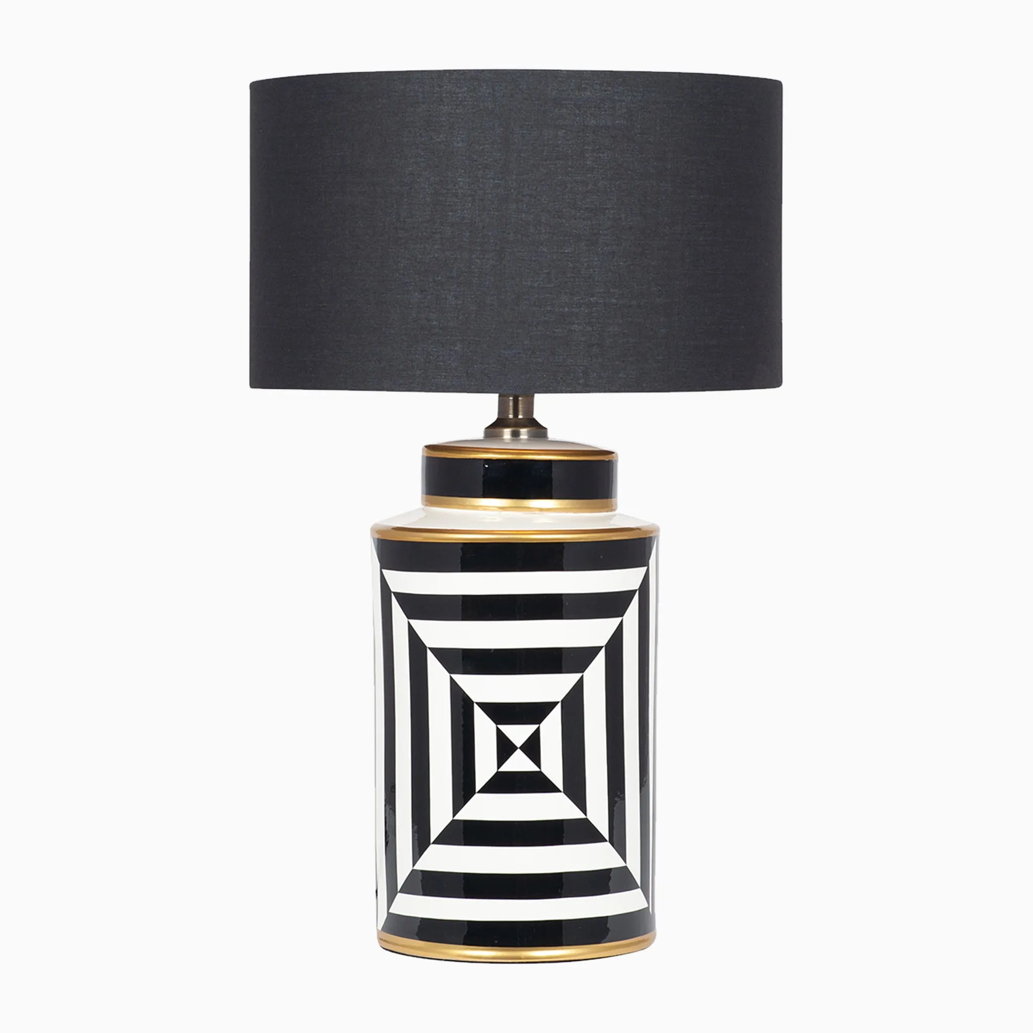 Optic Black and White Optic Stripe Ceramic Table Lamp