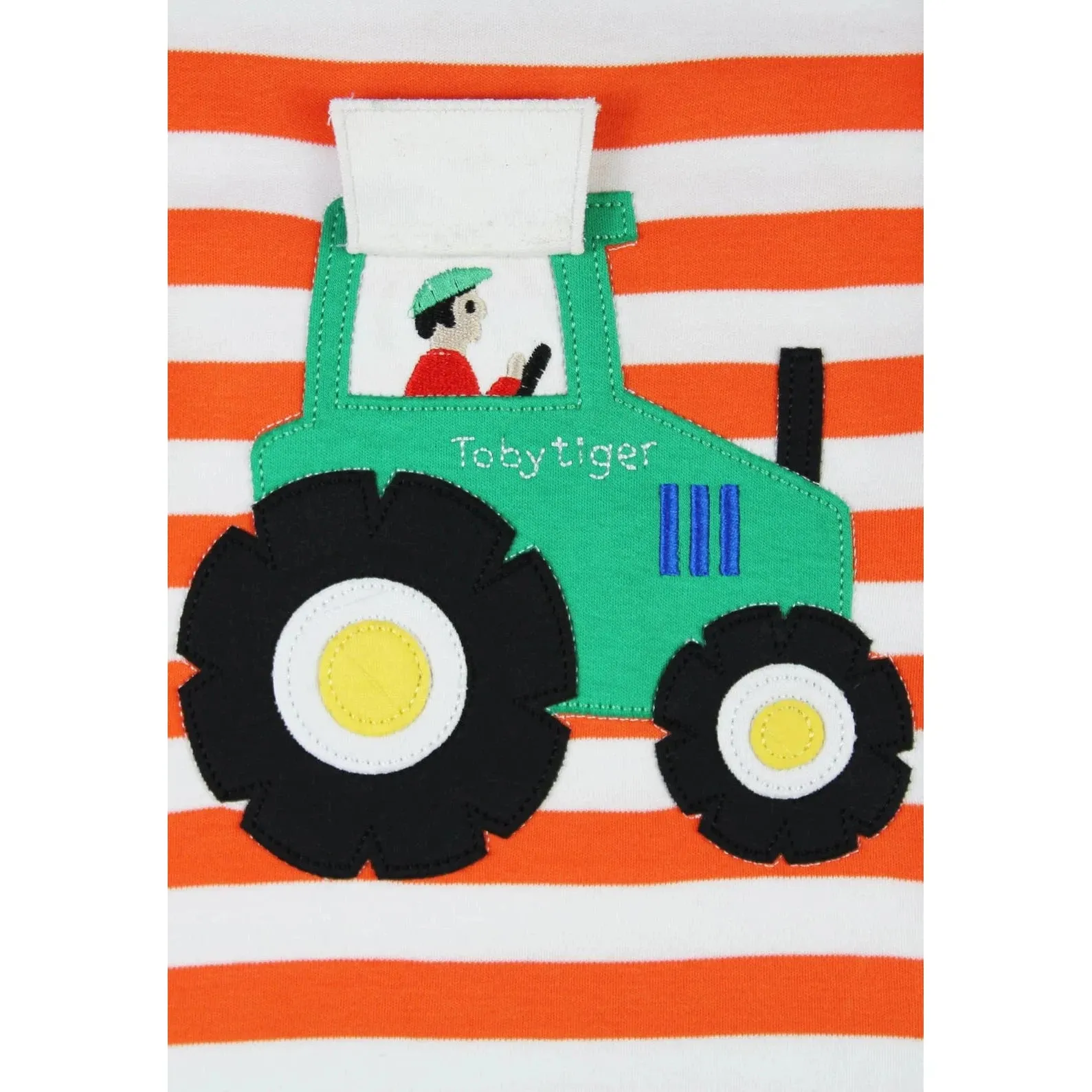 Orange Tractor Applique Long Sleeve Shirt