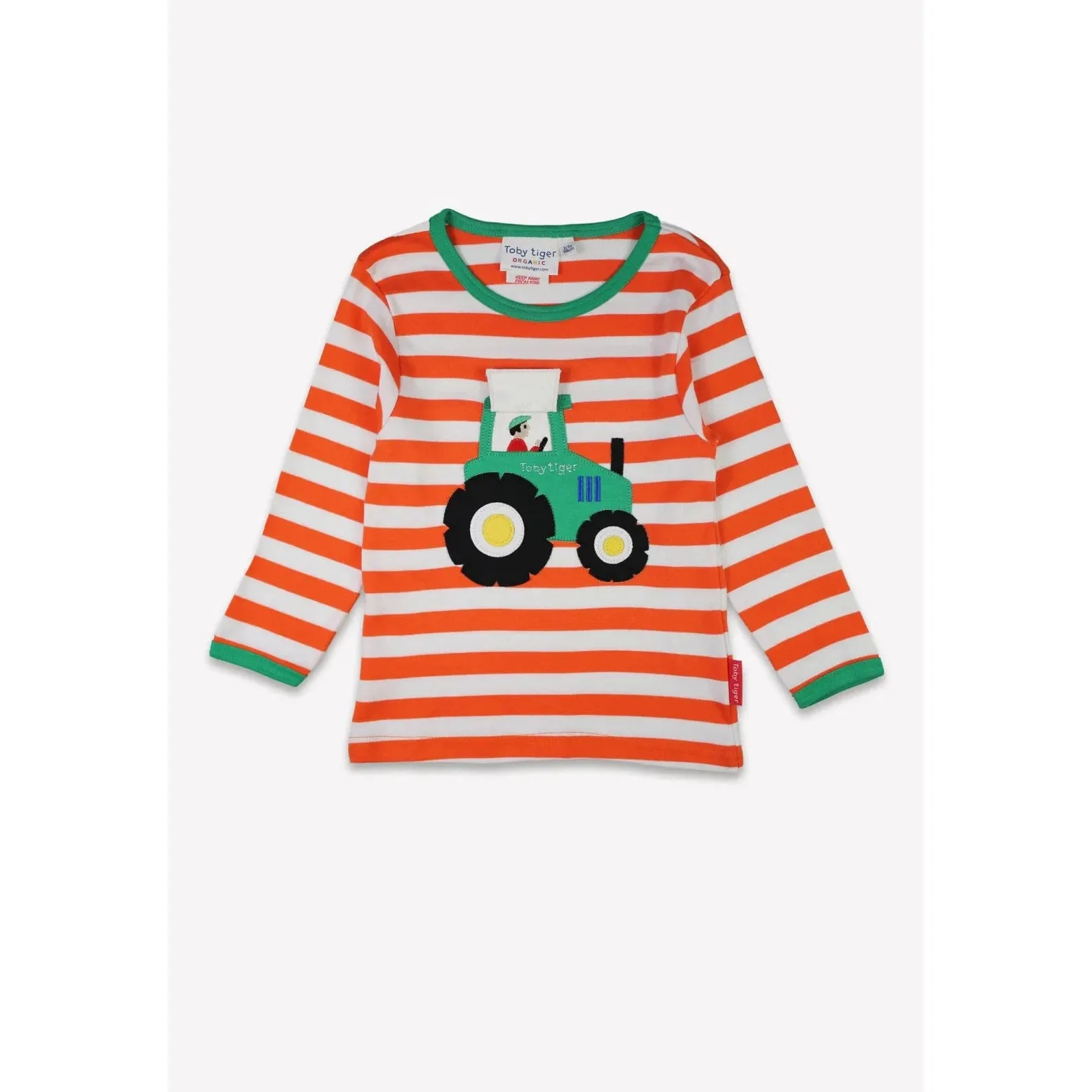 Orange Tractor Applique Long Sleeve Shirt
