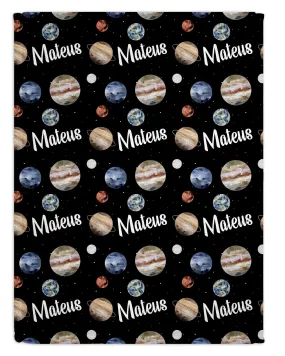 Outer Space/ Planets Personalized Minky Blanket
